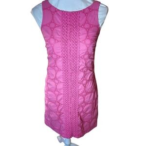 VINTAGE Eliza J Pink Sleeveless Fit & Flare Dress - Size 2, Eyelet GLINDA WICKED